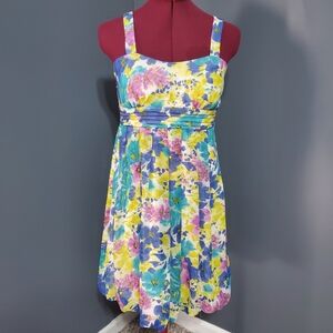 A. Byer White Dress with Floral Accents